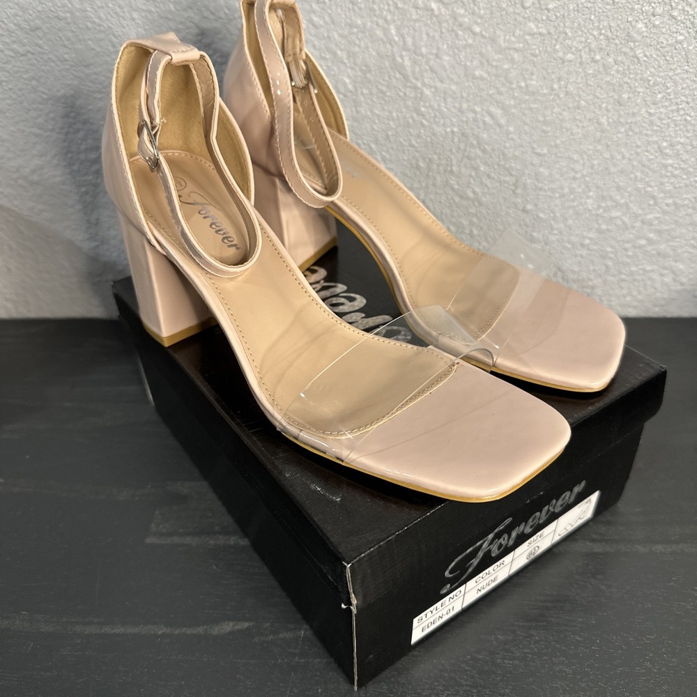 Women's Forever Sole Sandals NUDE Platform Size 6.5 NIB‎ 3" Heel
